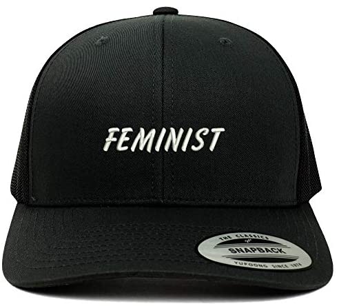 Trendy Apparel Shop Flexfit XXL Feminist Embroidered Retro Trucker Mesh Cap