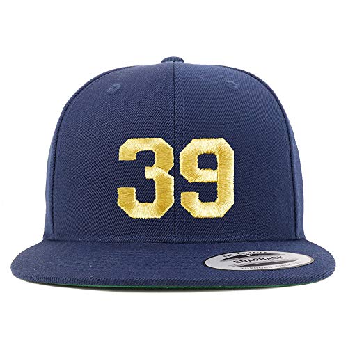 Trendy Apparel Shop Number 39 Gold Thread Flat Bill Snapback Baseball Cap