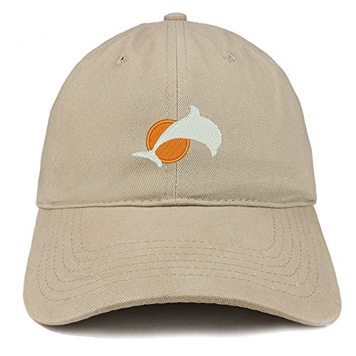 Trendy Apparel Shop Small Dolphin Sun Embroidered Unstructured Cotton Dad Hat