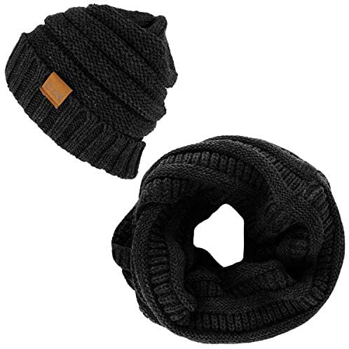 Trendy Apparel Shop Winter Knit Cuff Beanie Hat and Infinity Scarf 2 Piece Set