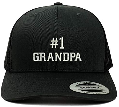 Trendy Apparel Shop Flexfit XXL Number 1 Grandpa Embroidered Retro Trucker Mesh Cap