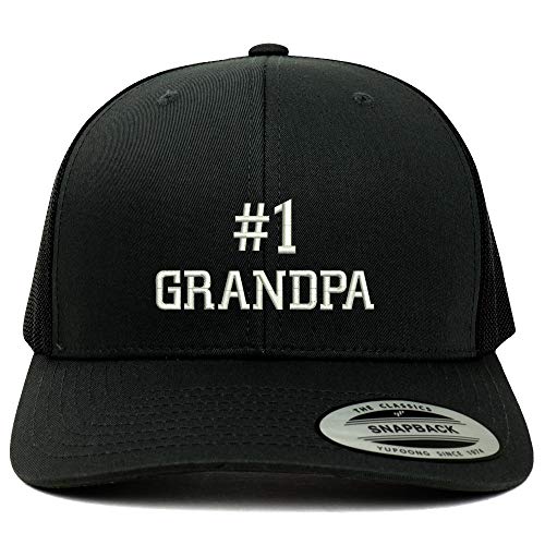Trendy Apparel Shop Flexfit XXL Number 1 Grandpa Embroidered Retro Trucker Mesh Cap