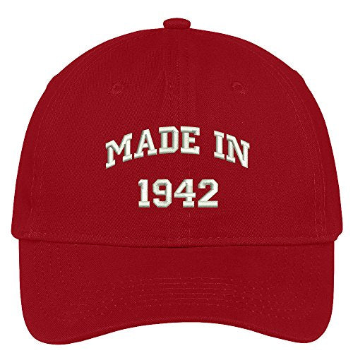 Trendy Apparel Shop Made in 1942-77th Birthday Embroidered Brushed Cotton Baseball Cap