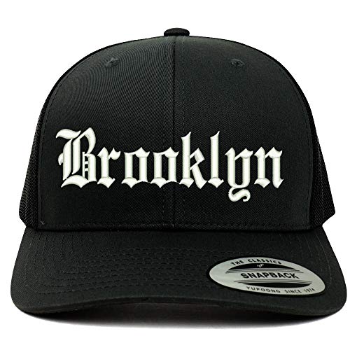 Trendy Apparel Shop Old English Font Brooklyn City Embroidered 6 Panel Mesh Cap