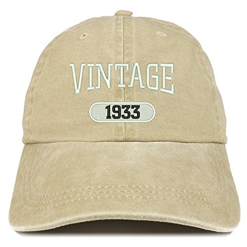 Trendy Apparel Shop Vintage 1933 Embroidered 88th Birthday Soft Crown Washed Cotton Cap