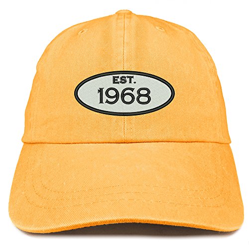 Trendy Apparel Shop Established 1968 Embroidered 53rd Birthday Gift Pigment Dyed Washed Cotton Cap