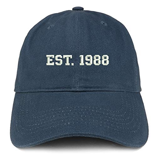 Trendy Apparel Shop EST 1988 Embroidered - 33rd Birthday Gift Soft Cotton Baseball Cap