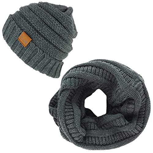Trendy Apparel Shop Winter Knit Cuff Beanie Hat and Infinity Scarf 2 Piece Set