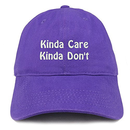 Trendy Apparel Shop Kinda Care Kinda Don't Embroidered Low Profile Brushed Cotton Cap