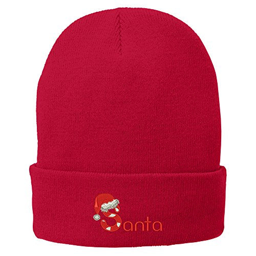Trendy Apparel Shop Santa Hat Embroidered Winter Knitted Long Beanie