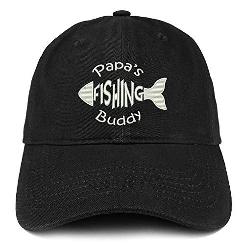 Trendy Apparel Shop Papa's Fishing Buddy Embroidered Soft Crown 100% Brushed Cotton Cap