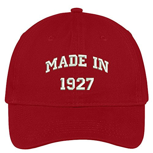 Trendy Apparel Shop Made in 1927-92nd Birthday Embroidered Brushed Cotton Baseball Cap