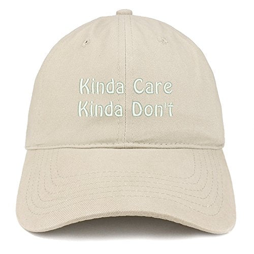 Trendy Apparel Shop Kinda Care Kinda Don't Embroidered Low Profile Brushed Cotton Cap