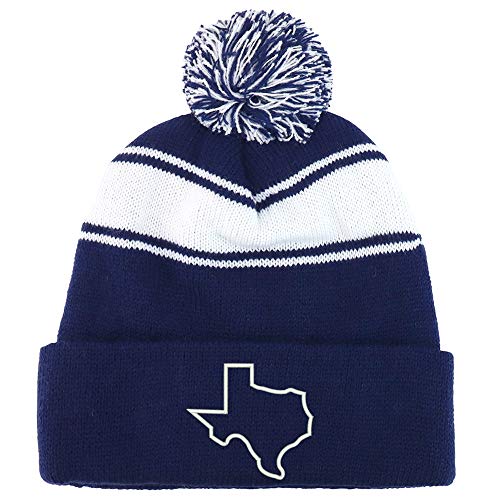 Trendy Apparel Shop Texas State Outline Two Tone Pom Striped Long Beanie Hat