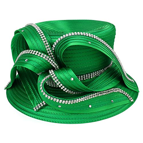 Trendy Apparel Shop Satin Braid Dressy Hat with Rhinestones and Loops