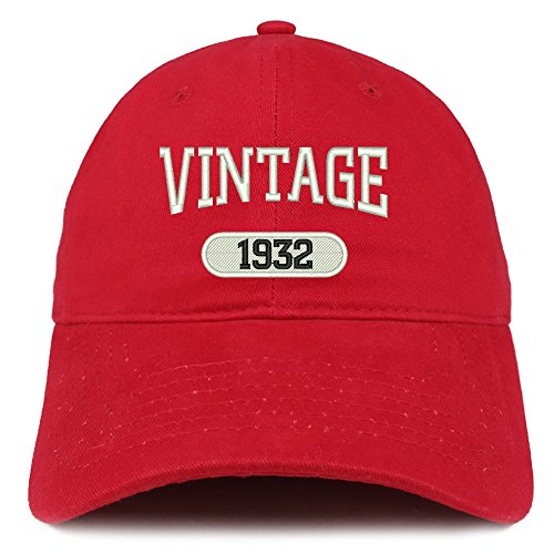 Trendy Apparel Shop Vintage 1932 Embroidered 89th Birthday Relaxed Fitting Cotton Cap