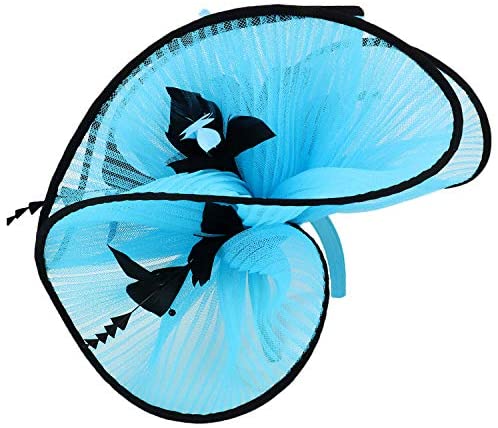 Trendy Apparel Shop Large Mesh Flower Decorated Feather Trim Fascinator Headband