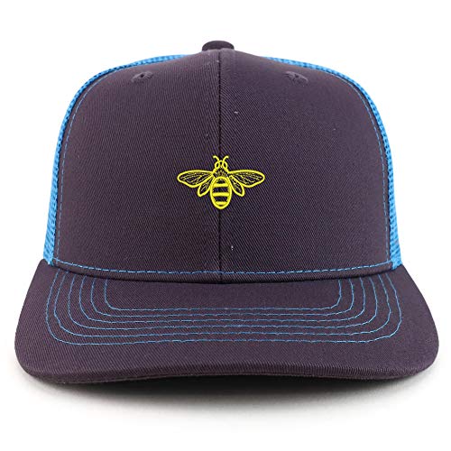 Trendy Apparel Shop Bee Embroidered Two Tone Mesh Back Trucker Baseball Cap
