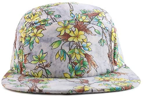 Trendy Apparel Shop Men's 5 Panel Blossom Floral Design Baseball Cap