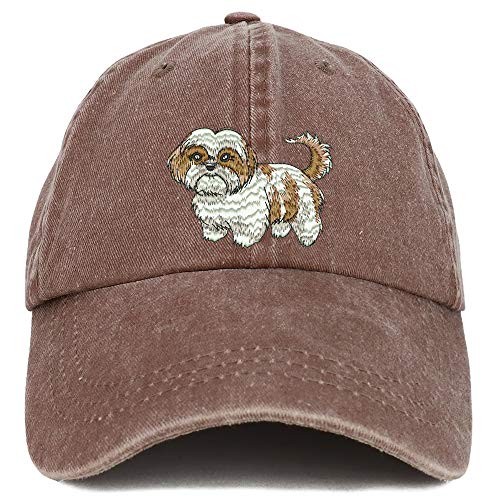 Trendy Apparel Shop Shih Tzu Embroidered Washed Low Profile Cap