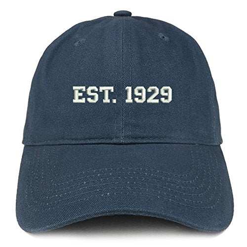 Trendy Apparel Shop EST 1928 Embroidered - 92nd Birthday Gift Soft Cotton Baseball Cap