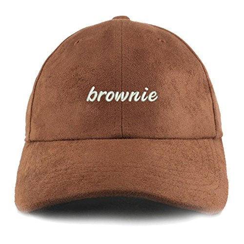 Trendy Apparel Shop Brownie Embroidered Faux Suede Leather Adjustable Cap