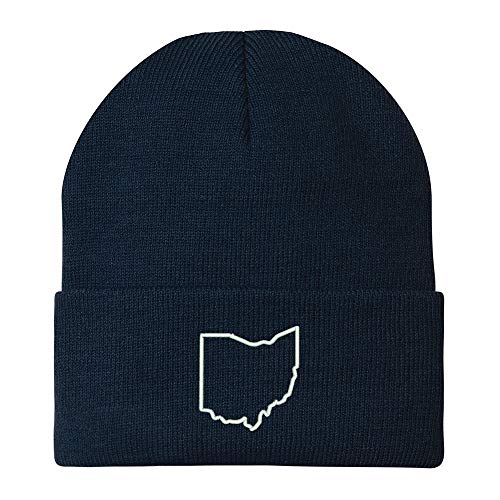 Trendy Apparel Shop Ohio State Outline Embroidered Winter Long Cuff Beanie