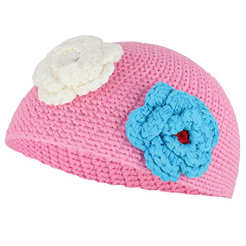 Trendy Apparel Shop Baby Infant Cotton Crochet Beanie Hat with Crocheted Flowers