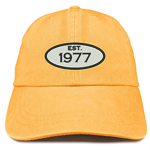Trendy Apparel Shop Established 1977 Embroidered 44th Birthday Gift Pigment Dyed Washed Cotton Cap