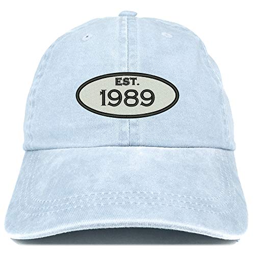 Trendy Apparel Shop Established 1989 Embroidered 32nd Birthday Gift Pigment Dyed Washed Cotton Cap