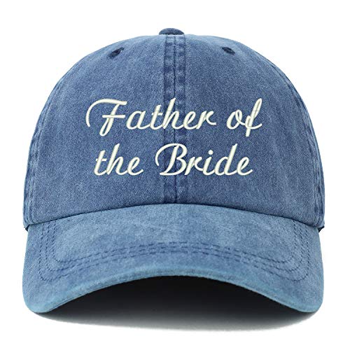Trendy Apparel Shop XXL Father of The Bride Embroidered Unstructured Washed Pigment Dyed Baseball Cap