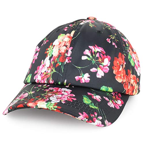 Trendy Apparel Shop Women's Floral Print Satin Unstructured Low Profile Baseball Cap