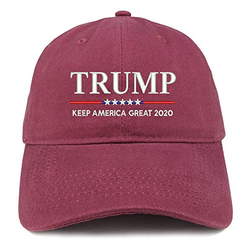 Trendy Apparel Shop Trump Keep America Great 2020 Line Embroidered 100% Cotton Adjustable Cap Dad Hat