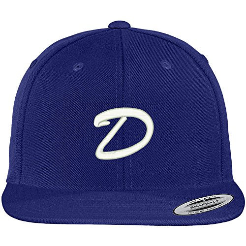 Trendy Apparel Shop Letter D Brushed Script Embroidered Flat Bill Snapback Baseball Cap