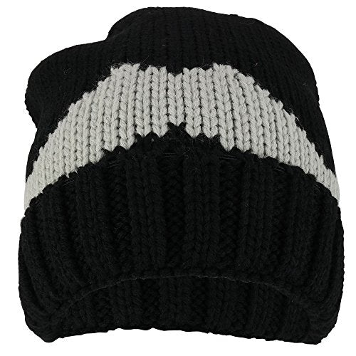 Trendy Apparel Shop Big Mustache Knitted Large Crown Warm Acrylic Beanie Hat