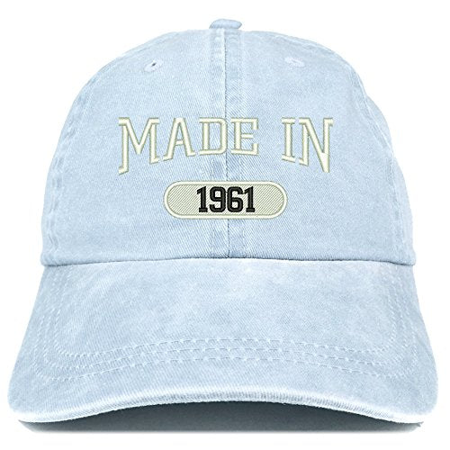 Trendy Apparel Shop Made in 1961 Embroidered 60th Birthday Washed Baseball Cap