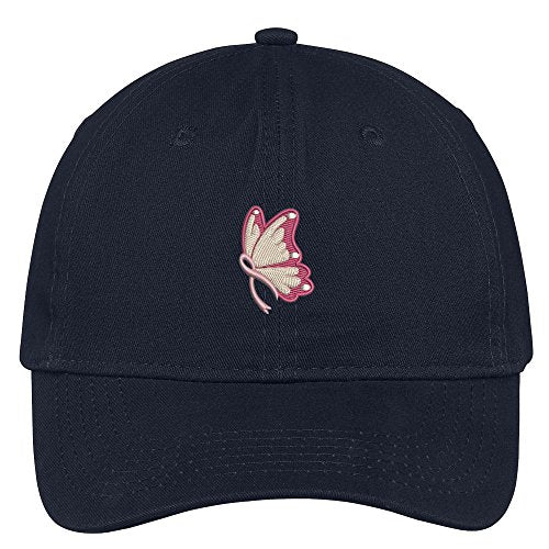 Trendy Apparel Shop Fight Cancer Butterfly Embroidered Low Profile Soft Cotton Brushed Baseball Cap