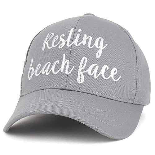 Trendy Apparel Shop Resting Beach Face Cursive Texts Embroidered Baseball Cap