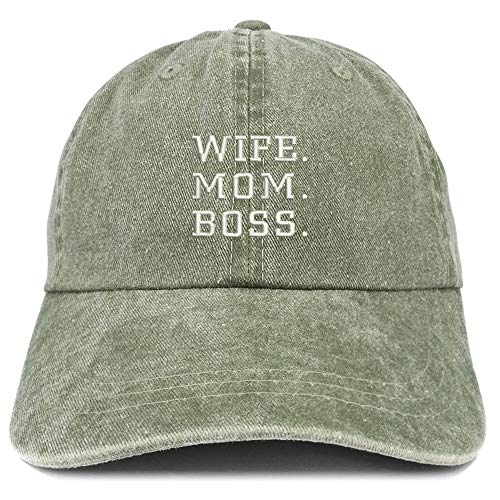 Trendy Apparel Shop Wife Mom Boss Embroidered Washed Cotton Adjustable Cap
