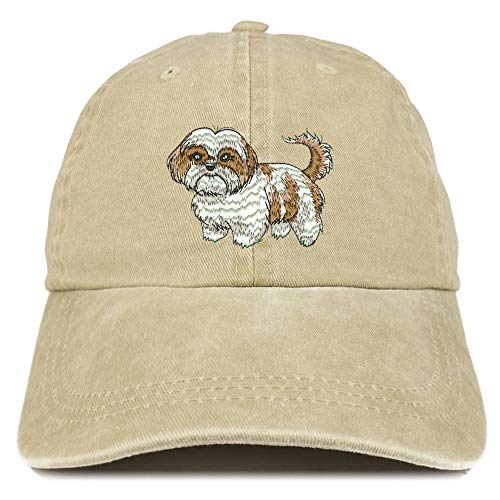 Trendy Apparel Shop Shih Tzu Embroidered Washed Low Profile Cap