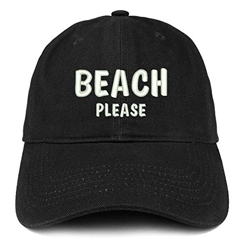 Trendy Apparel Shop Beach Please Embroidered Soft Crown 100% Brushed Cotton Cap