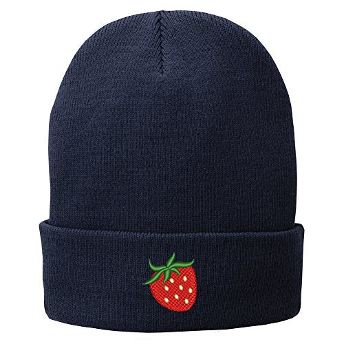 Trendy Apparel Shop Strawberry Embroidered Soft Stretchy Winter Long Beanie