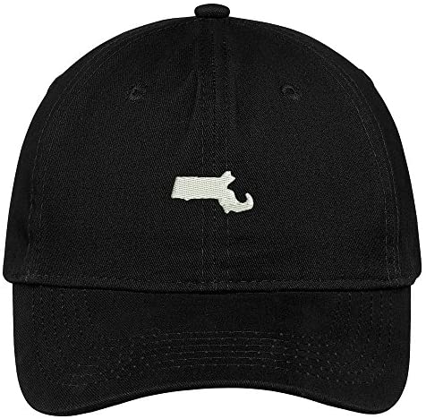 Trendy Apparel Shop Massachusetts State Map Embroidered Low Profile Soft Cotton Brushed Baseball Cap