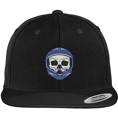 Trendy Apparel Shop Motocross Skull Embroidered Flat Bill Snapback Baseball Cap