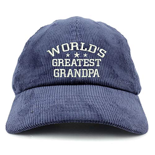 Trendy Apparel Shop World's Greatest Grandpa Corduroy Unstructured Baseball Cap
