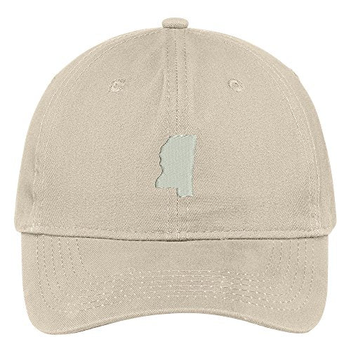Trendy Apparel Shop Mississippi State Map Embroidered Low Profile Soft Cotton Brushed Baseball Cap