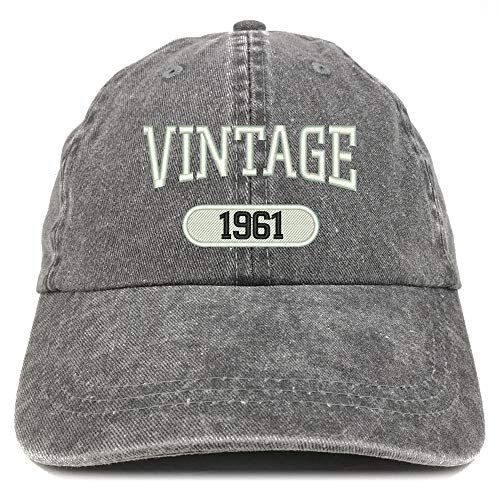 Trendy Apparel Shop 60th Birthday Vintage 1961 Washed Cotton Adjustable Cap