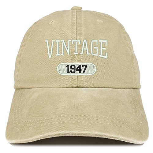 Trendy Apparel Shop Vintage 1947 Embroidered 74th Birthday Soft Crown Washed Cotton Cap