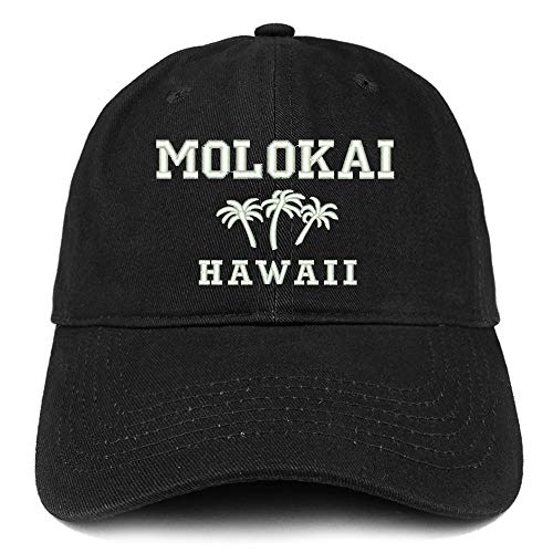 Trendy Apparel Shop Molokai Hawaii and Palm Tree Embroidered Brushed Cap