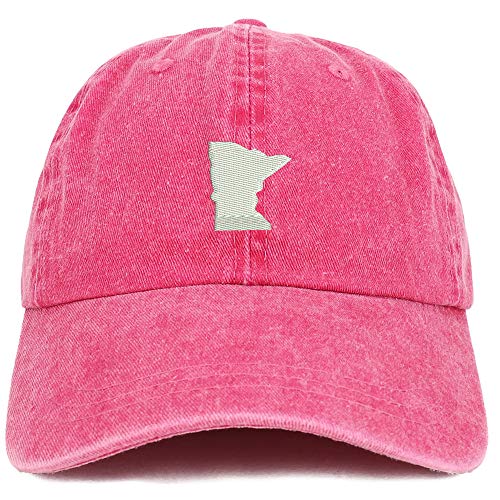 Trendy Apparel Shop Minnesota State Map Embroidered Washed Cotton Adjustable Cap